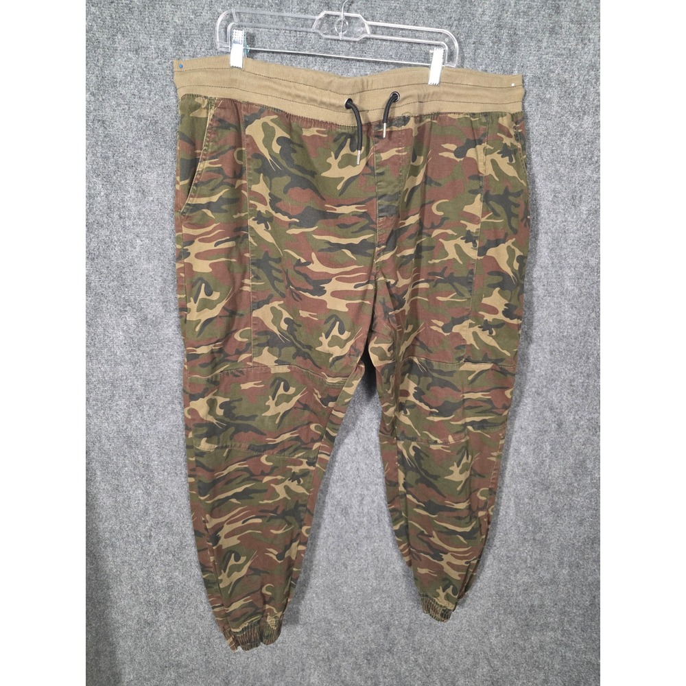 Rocawear Mens Y2K Camouflage Jogger‎ Pants Green Brown Camo Elastic Waist 2XL